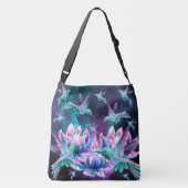 Lotus Flowers and Hummingbird in flight Crossbody Tas (Achterkant)