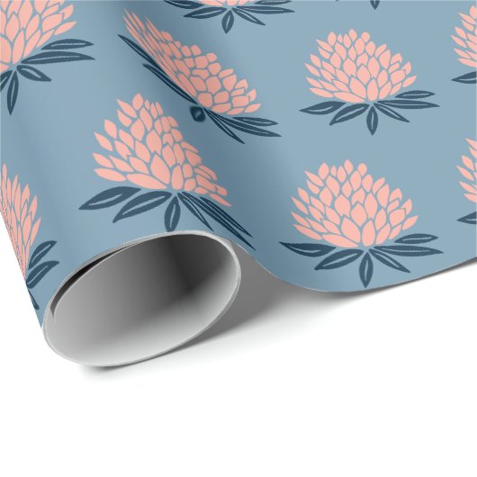 Lotus FLowers Blue Pink Holiday Gift Cadeaupapier (Rol Hoek)