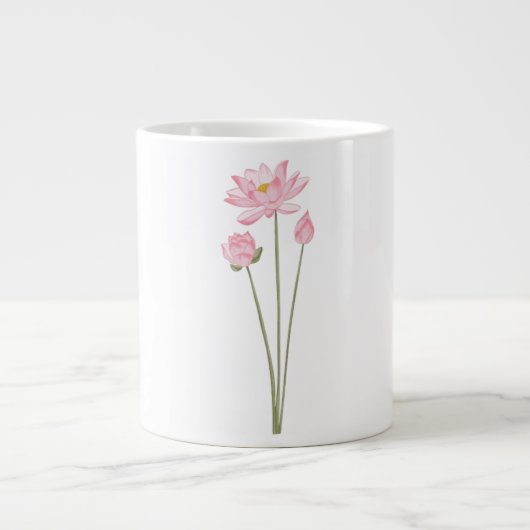 Lotus Flowers Botanical Illustration Coffee Mug Grote Koffiekop (Voorkant)