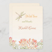 Lotus Flowers en Dragonfly Bedankt kaarten (Voorkant / Achterkant)