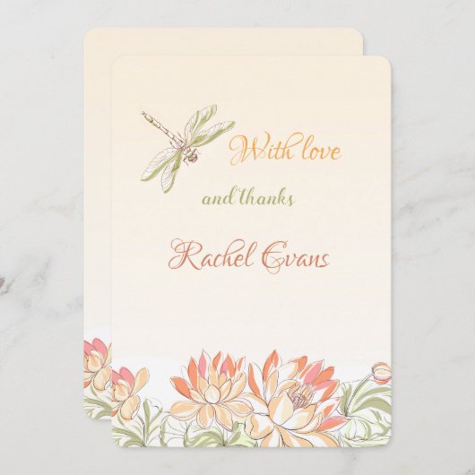 Lotus Flowers en Dragonfly Bedankt kaarten (Voorkant / Achterkant)