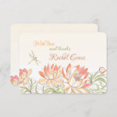 Lotus Flowers en Dragonfly Bedankt kaarten (Voorkant / Achterkant)