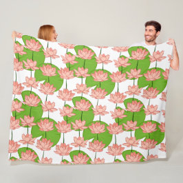 Lotus Flowers Fleece Blanket Deken