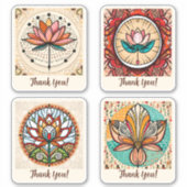Lotus Flowers Groovy Retro Aangepast Sticker (Voorkant)