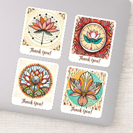 Lotus Flowers Groovy Retro Aangepast Sticker