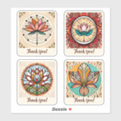 Lotus Flowers Groovy Retro Aangepast Sticker (Vel)