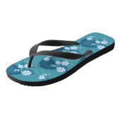 Lotus Flowers Pattern Botanical Garden Blauwgroen Teenslippers (Schuin)