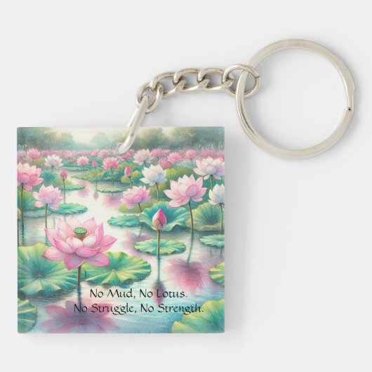 Lotus Flowers & Quote Sleutelhanger (Achterkant)
