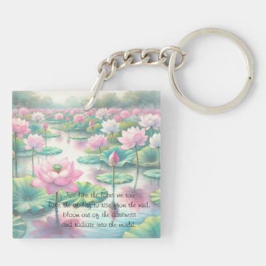Lotus Flowers & Quote Sleutelhanger (Achterkant)
