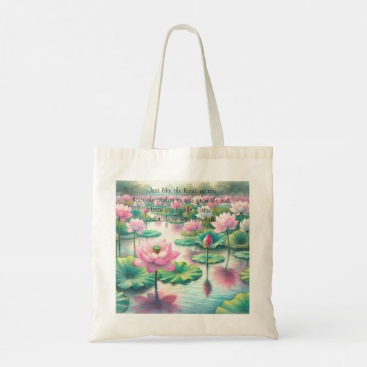 Lotus Flowers & Quote Tote Bag (Achterkant)