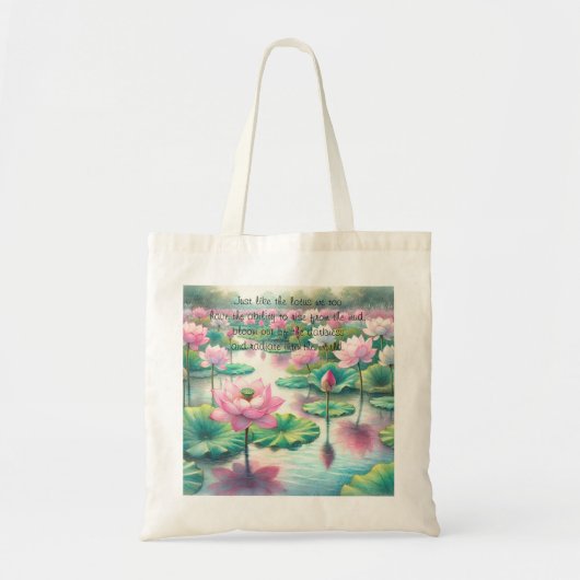 Lotus Flowers & Quote Tote Bag (Voorkant)