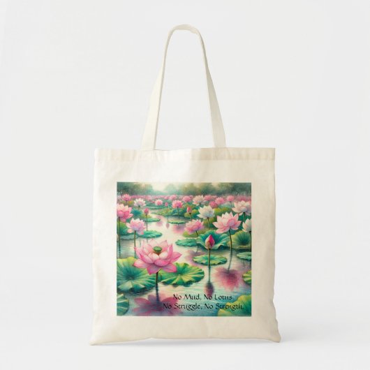 Lotus Flowers & Quote Tote Bag (Voorkant)
