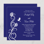 Lotus Flowers Rehearsal Dinner (indigo) Kaart (Voorkant / Achterkant)