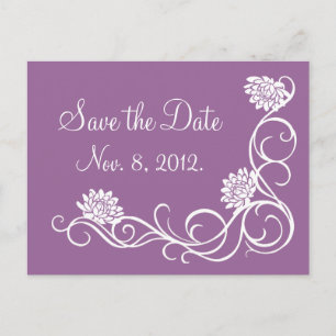 Lotus Flowers Save the Date Briefkaart (donker paa