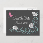 Lotus Flowers Save the Date Briefkaart (grijs) (Voorkant / Achterkant)