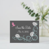 Lotus Flowers Save the Date Briefkaart (grijs) (Staand voorkant)