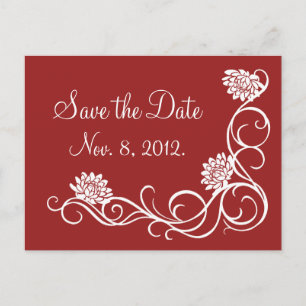 Lotus Flowers Save the Date Briefkaart (red)
