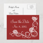 Lotus Flowers Save the Date Briefkaart (red) (Voorkant / Achterkant)