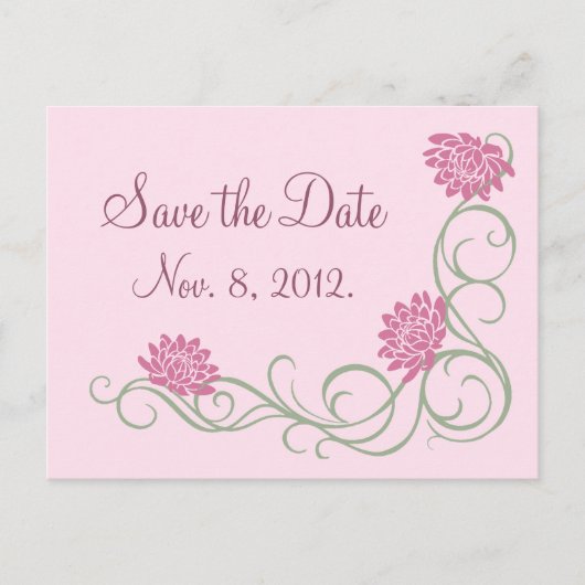 Lotus Flowers Save the Date Briefkaart (roze) (Voorkant)