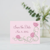Lotus Flowers Save the Date Briefkaart (roze) (Staand voorkant)