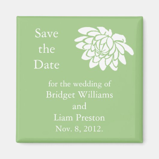 Lotus Flowers Save the Date Magnet (groen) (Voorkant)
