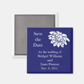 Lotus Flowers Save the Date Magnet (indigo) (Voorkant / Achterkant)