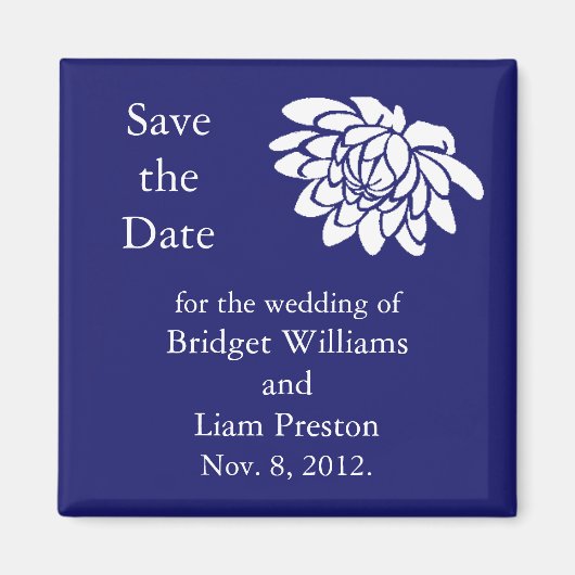 Lotus Flowers Save the Date Magnet (indigo) (Voorkant)