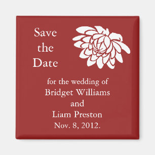 Lotus Flowers Save the Date Magnet (red)