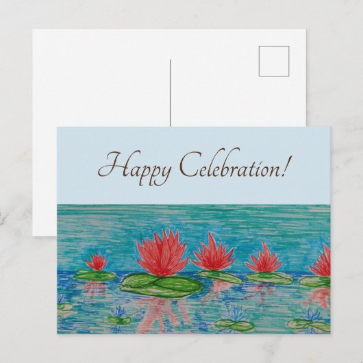 Lotus Flowers Tekening Briefkaart (Voorkant / Achterkant)