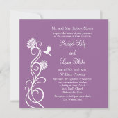 Lotus Flowers Wedding Invitation (donker paars) Kaart (Voorkant)