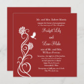 Lotus Flowers Wedding Invitation (rood) Kaart (Voorkant / Achterkant)