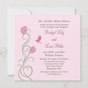 Lotus Flowers Wedding Invitation (roze) Kaart