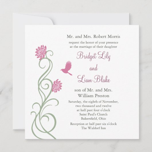 Lotus Flowers Wedding-uitnodiging (wit) Kaart (Voorkant)