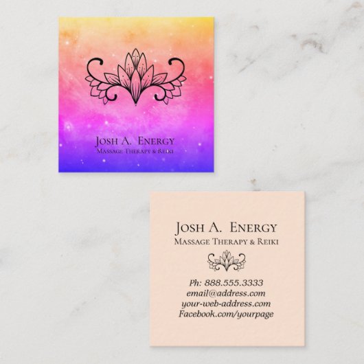 *~* Lotus Galaxy Lavender Pink Nebula Universe Vierkante Visitekaartje (Voorkant / Achterkant)