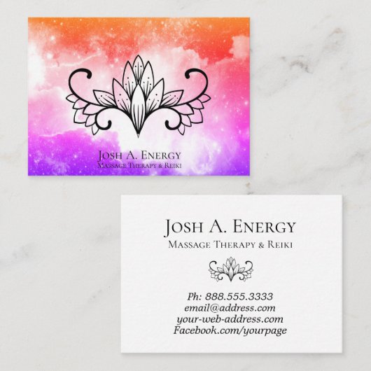 *~* Lotus Galaxy Nebula Universe Roze Paars Visitekaartje (Voorkant / Achterkant)