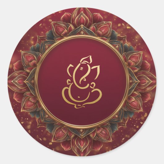 Lotus Ganesh Huwelijk | Indisch Huwelijk Ronde Sticker (Voorkant)