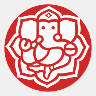 Lotus Ganesha Design Ronde Sticker