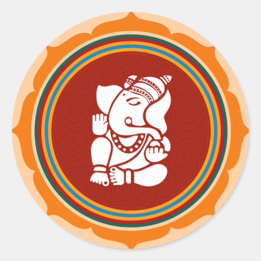 Lotus Ganesha Design Ronde Sticker (Voorkant)