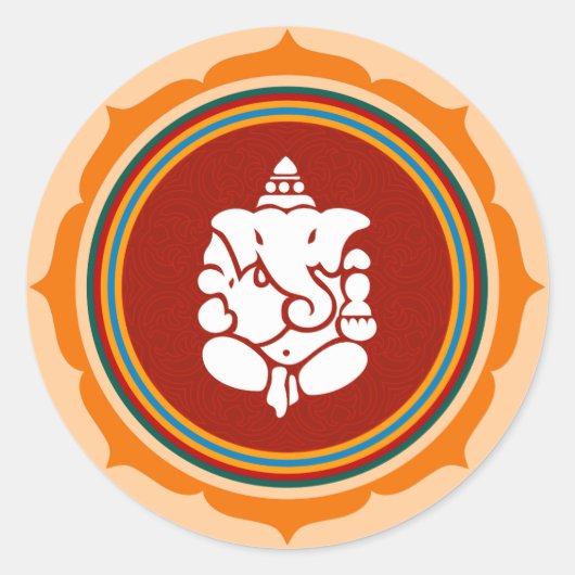 Lotus Ganesha Design Ronde Sticker (Voorkant)