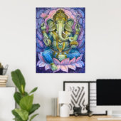 Lotus Ganesha Hindu Art Poster (Thuiskantoor)