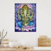 Lotus Ganesha Hindu Art Poster (Keuken)