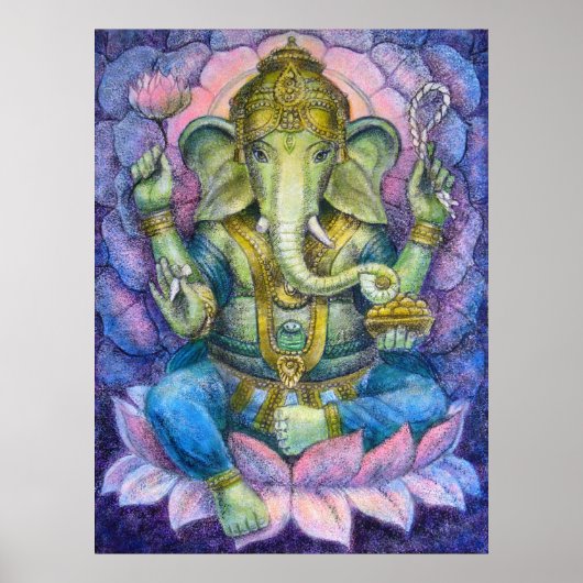 Lotus Ganesha Hindu Art Poster (Voorkant)