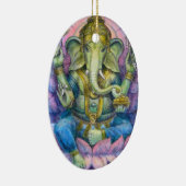 Lotus Ganesha Oval kerstversiering Keramisch Ornament (Rechts)