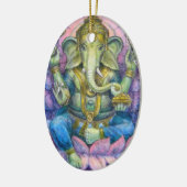 Lotus Ganesha Oval kerstversiering Keramisch Ornament (Links)