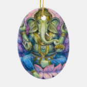Lotus Ganesha Oval kerstversiering Keramisch Ornament (Achterkant)