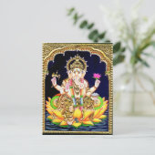 LOTUS GANESHA TANJORE PAINTING BRIEFKAART (Staand voorkant)