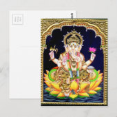 LOTUS GANESHA TANJORE PAINTING BRIEFKAART (Voorkant / Achterkant)