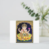 LOTUS GANESHA TANJORE PAINTING BRIEFKAART (Staand voorkant)