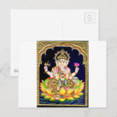 LOTUS GANESHA TANJORE PAINTING BRIEFKAART (Voorkant / Achterkant)