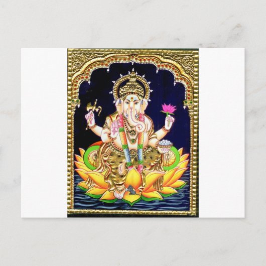 LOTUS GANESHA TANJORE PAINTING BRIEFKAART (Voorkant)
